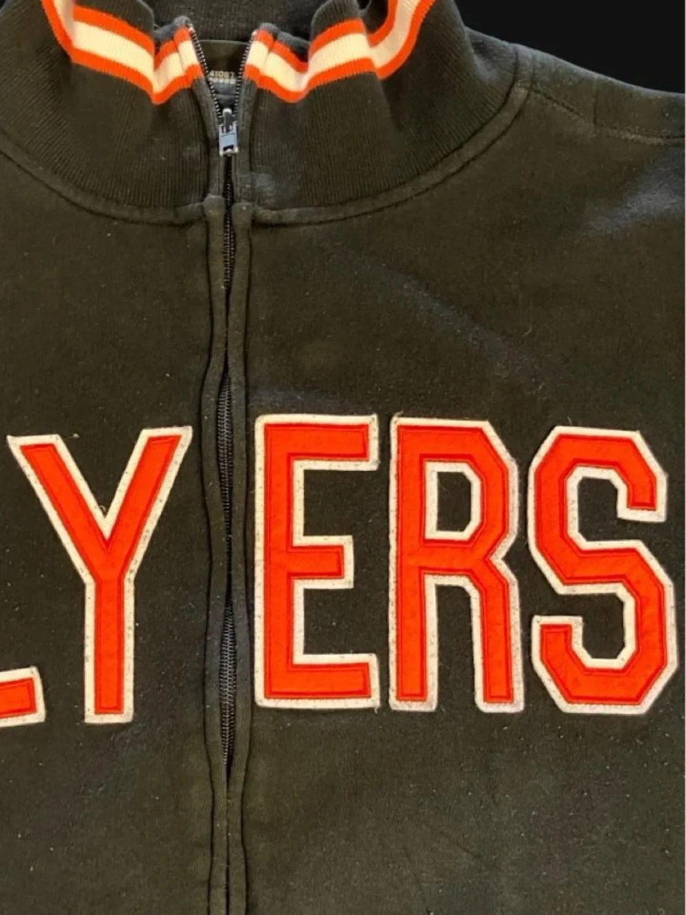Vintage 90s Retro Black Philadelphia Flyers Womens Spellout Zip Up Jacket Size M